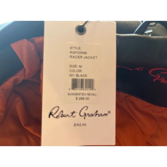 Robert Graham Men's Black Vegan Leather Moto Jacket - New with Tags, Size Medium - Picture 3 of 3